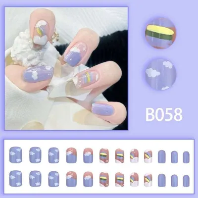 24 Pcs False Nails With Glue